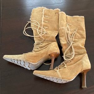 Aldo leather boots with genuine fur lining